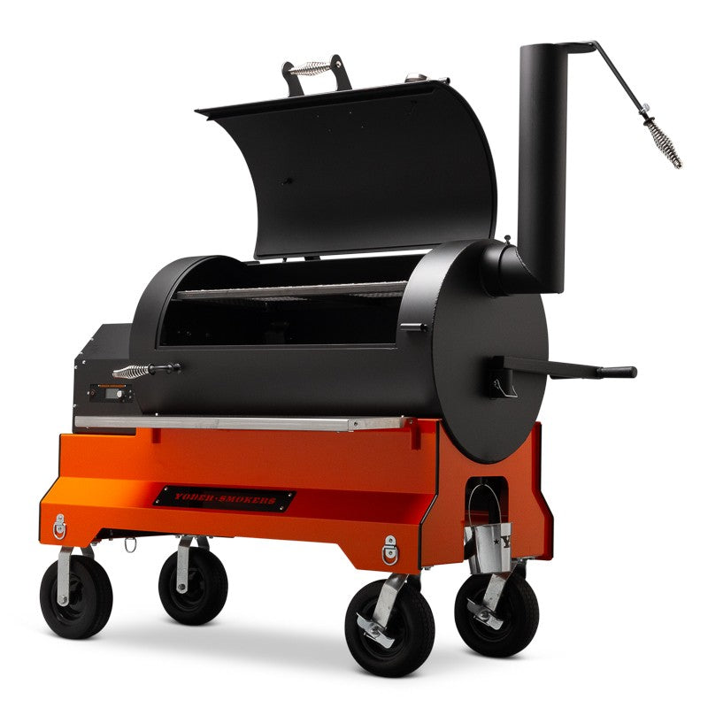 Yoder YS1500S Pellet Grill Smoker Cooker Orange Cart