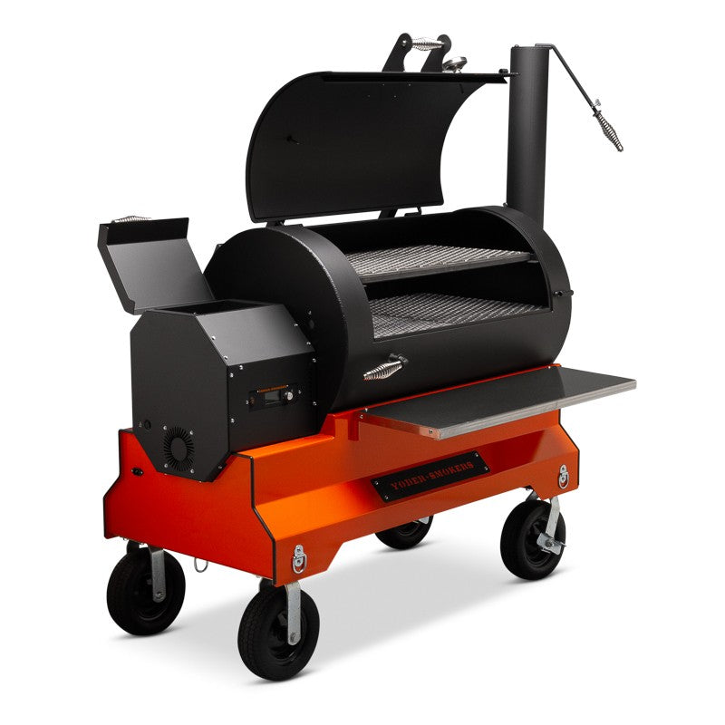 Yoder YS1500S Pellet Grill Smoker Cooker Orange Cart